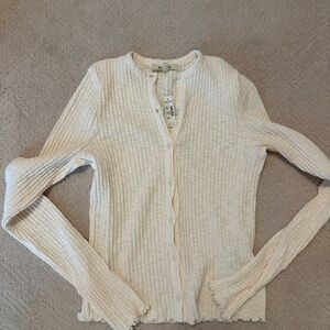 Madewell Ribbed Cream long sleeve button up